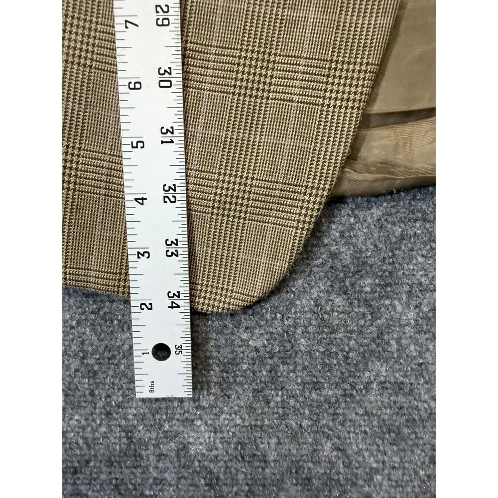 Lauren Ralph Lauren Mens Tan Glen Plaid Blazer Sport Coat 2 Button Classic